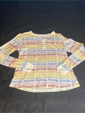Girls Pajama Top by Serra Size Small Rainbow Love Long Sleeve New